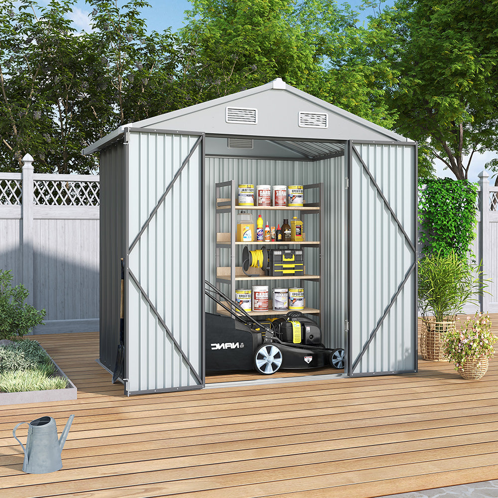 4'x 6' Garden Metal Tool House Storage Shed with Lockable Door