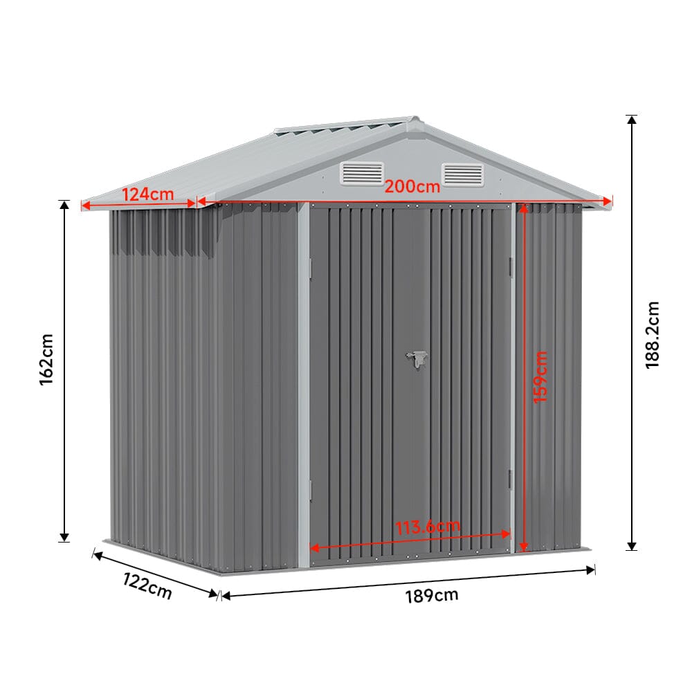 6.5 x 6ft Metal Garden Storage Shed Outdoor Storage Tool House with Lockable Door Garden Sheds Living and Home 