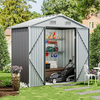 6.5 x 6ft Metal Garden Storage Shed Outdoor Storage Tool House with Lockable Door Garden Sheds Living and Home 