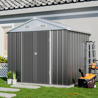 8x6ft Lockable Metal Garden Shed in Backyard – Secure and Durable Outdoor Storage