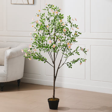 160cm Artificial Frangipani Blossom Tree in Pot for Decoration In/Outdoor