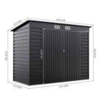 2.3*1.1M Galvanized Steel Outdoor Storage Shed with Dual Doors