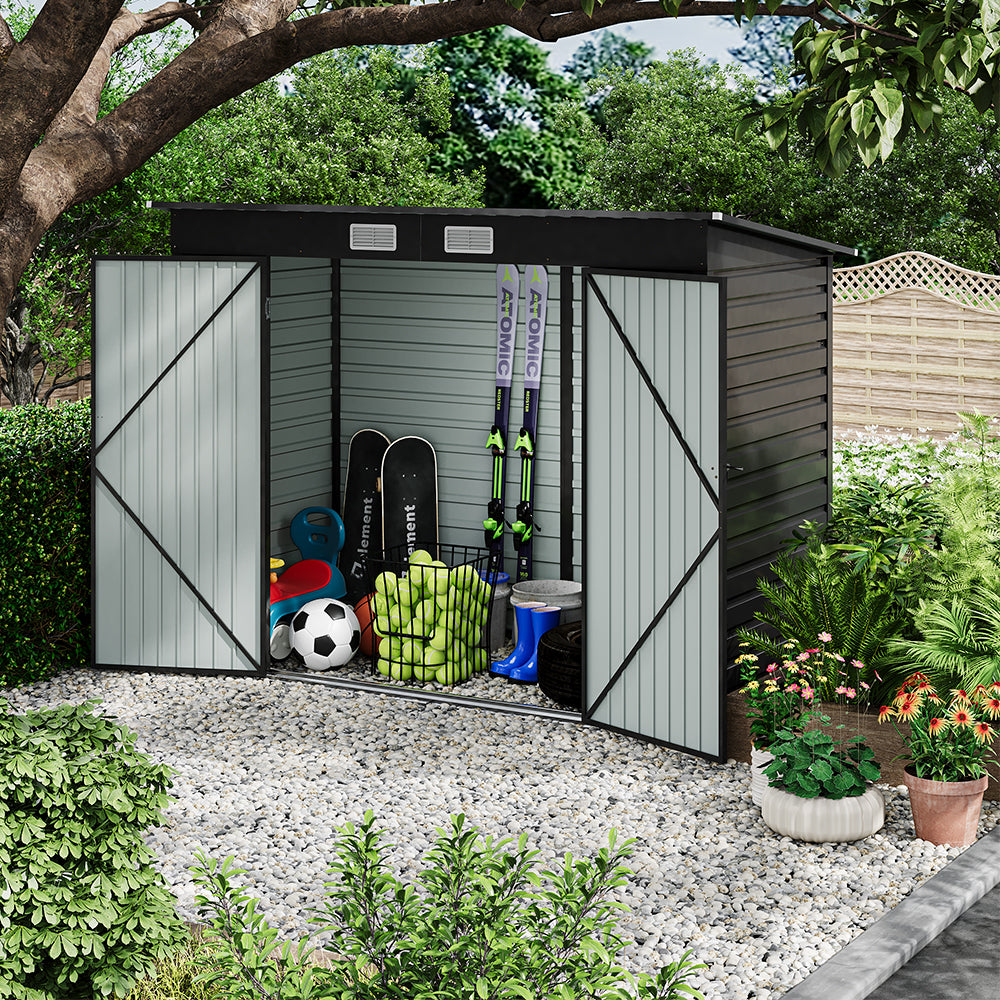 2.3*1.1M Galvanized Steel Outdoor Storage Shed with Dual Doors