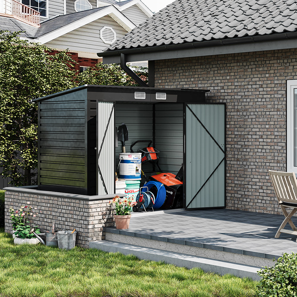 2.3*1.1M Galvanized Steel Outdoor Storage Shed with Dual Doors