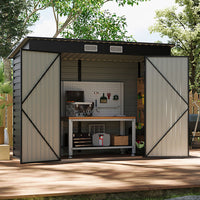 2.3*1.1M Galvanized Steel Outdoor Storage Shed with Dual Doors