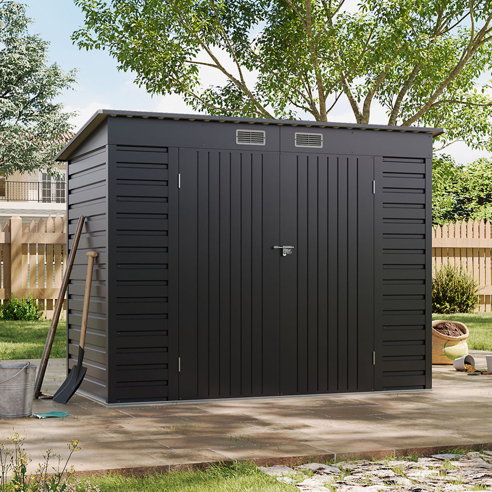 2.3*1.1M Galvanized Steel Outdoor Storage Shed with Dual Doors