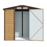 6*4ft Brown Outdoor Galvanized Steel Tawny Storage Shed