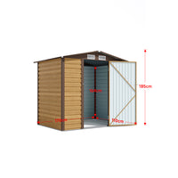 6*4ft Brown Outdoor Galvanized Steel Tawny Storage Shed