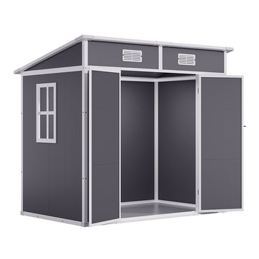 6x4ft Light Grey Garden Plastic Tool Storage Shed