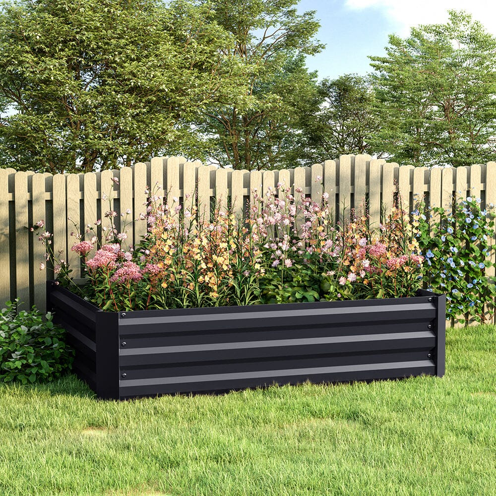 Galvanized Steel Square Raised Garden Bed Planter Box in Black Living and Home Large 