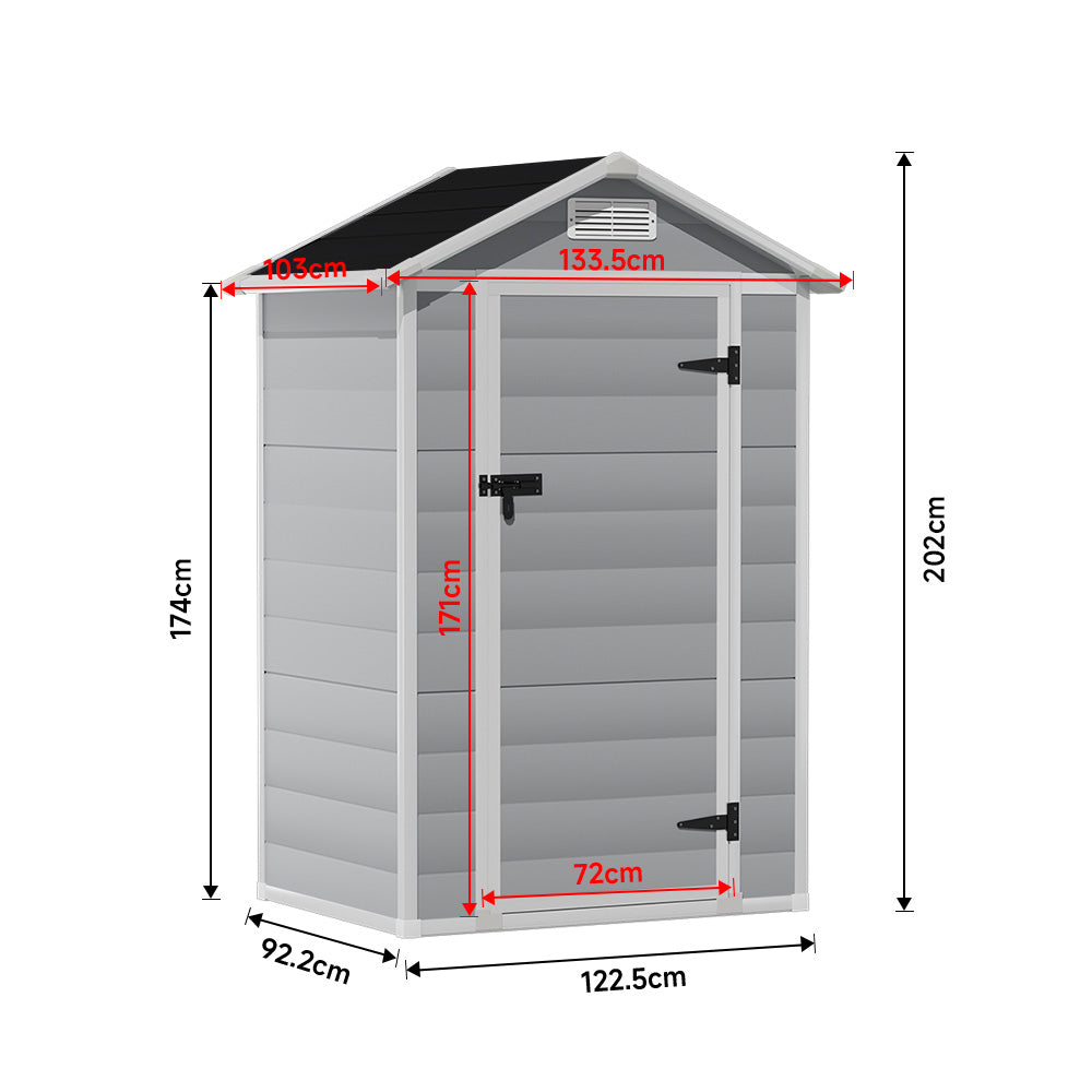 4X3FT Apex Roof Garden Shed Outdoor Storage House with Lockable Door