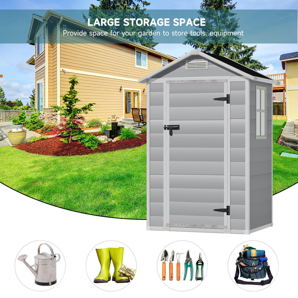 4X3FT Apex Roof Garden Shed Outdoor Storage House with Lockable Door