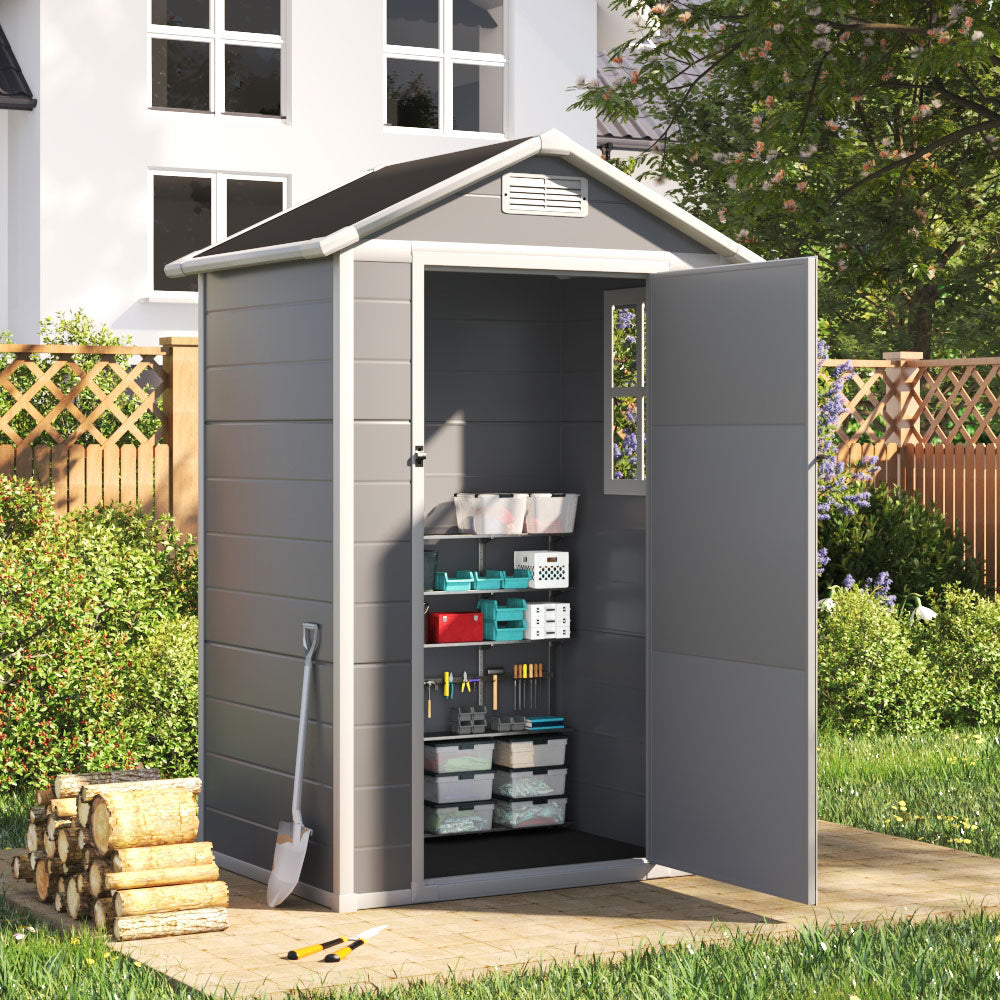 4X3FT Apex Roof Garden Shed Outdoor Storage House with Lockable Door