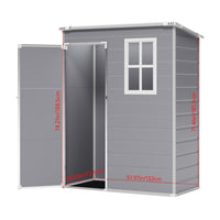 5X4FT Garden Waterproof Plastic Storage Shed with Lockable Door Grey