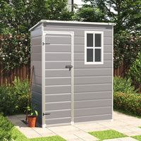 5X4FT Garden Waterproof Plastic Storage Shed with Lockable Door Grey