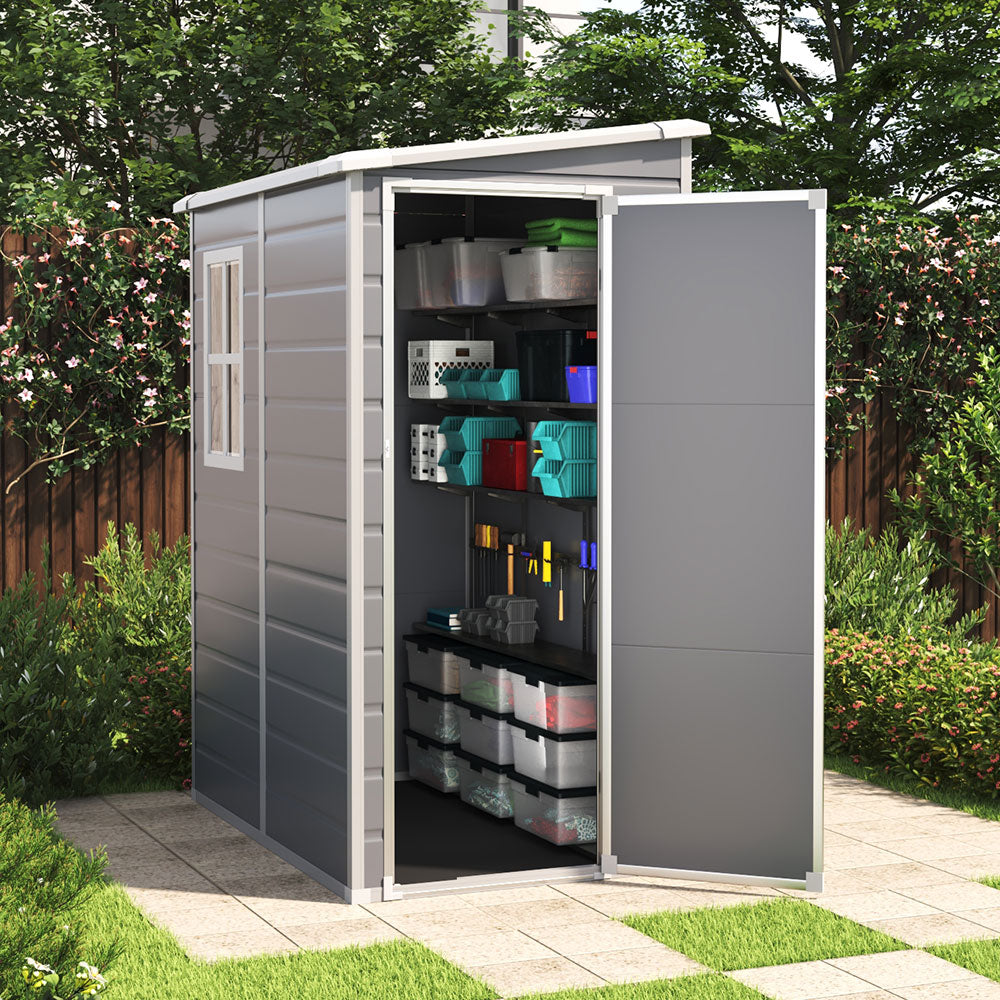 5X4FT Garden Plastic Storage Shed with Lockable Door