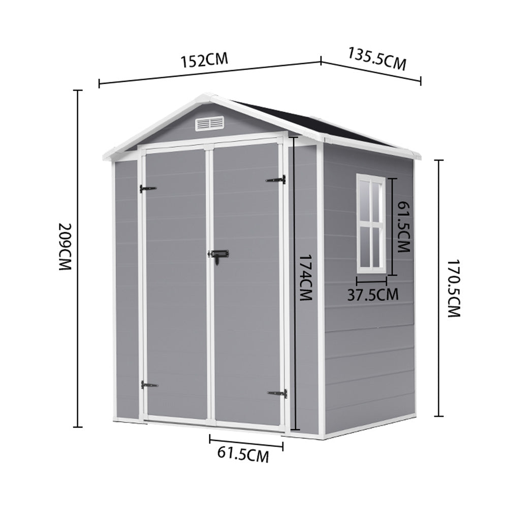 5X4ft Outdoor Garden Storage Shed Plastic Pent Shed