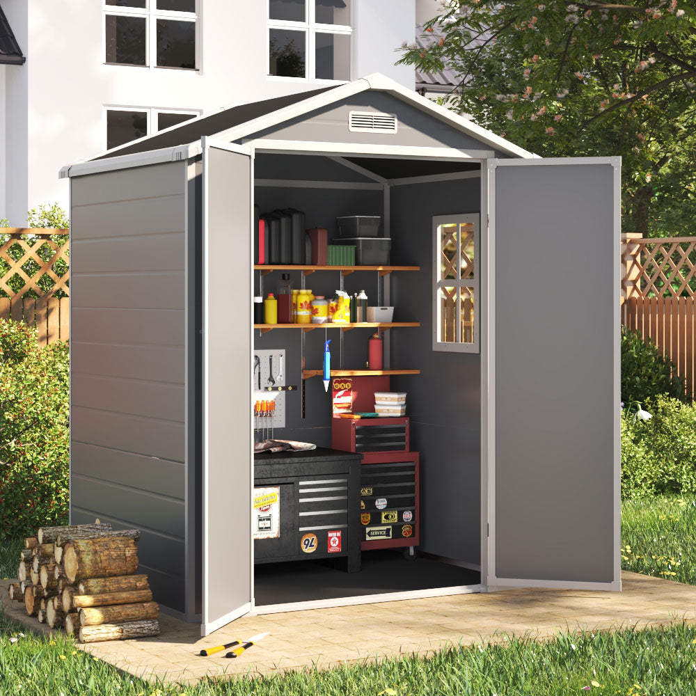 5X4ft Outdoor Garden Storage Shed Plastic Pent Shed