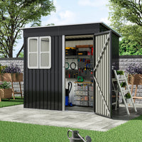 7x4ft Charcoal Black Outdoor Garden Storage Shed