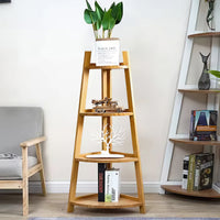 4/5 Tier Corner Ladder Wood Shelf Plant Flower Display Rack