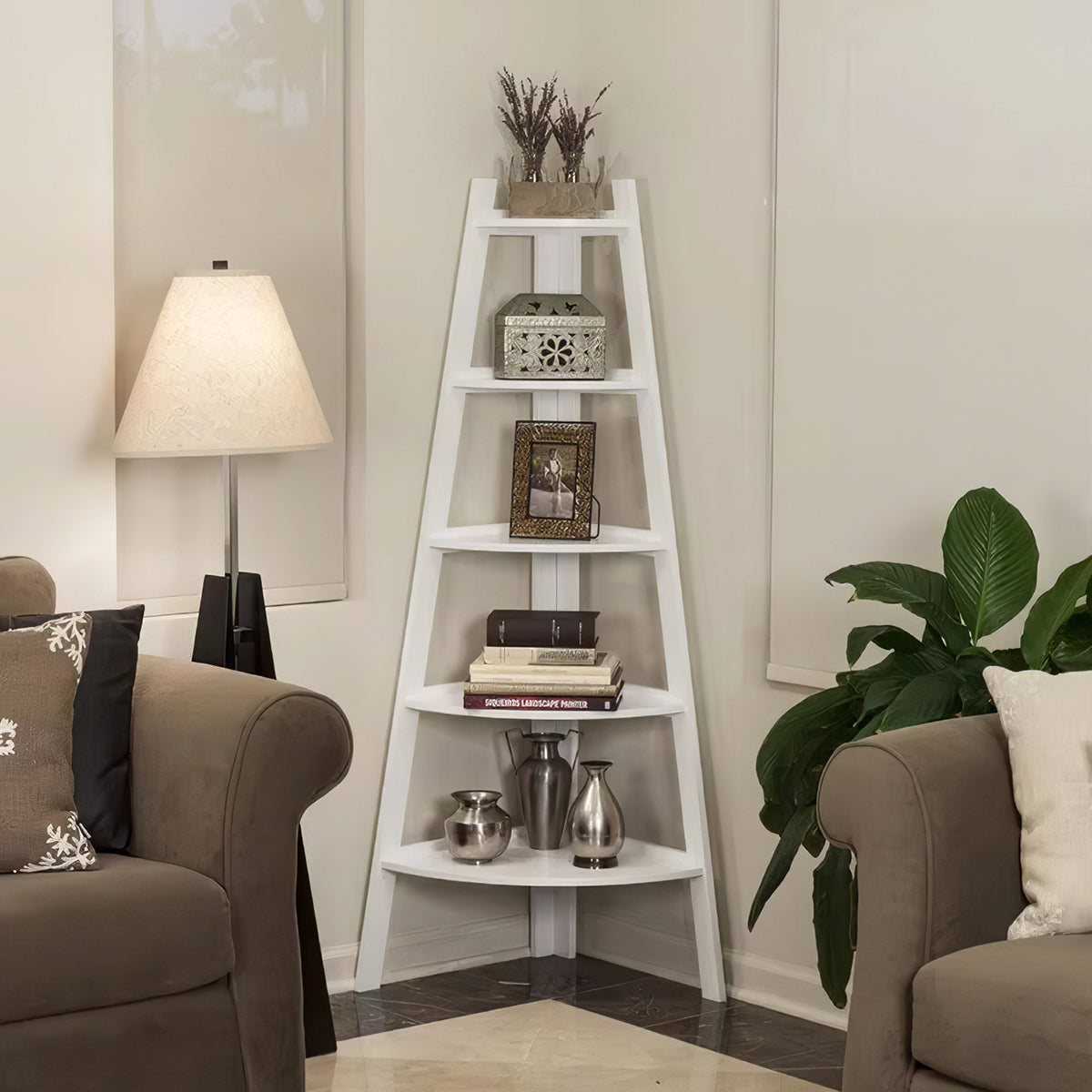 4/5 Tier Corner Ladder Wood Shelf Plant Flower Display Rack