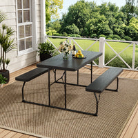 4.9' Rectangle Folding Picnic Table Set with 2 Benches