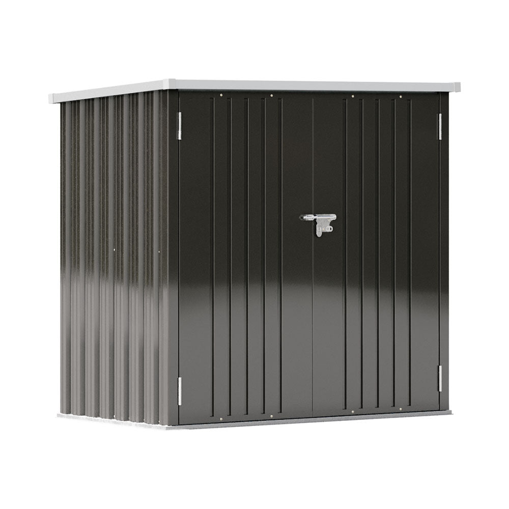 Compact 5x3ft grey metal garden shed with sloped top – rust-resistant and weatherproof tool storage
