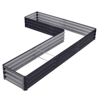 Charcoal black L-shaped metal raised garden bed – weatherproof and sturdy outdoor planter