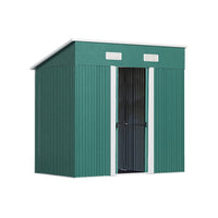 6x4ft Metal Garden Storage Shed with Pent Roof & Sliding Door