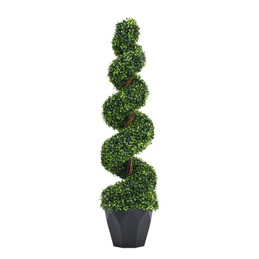 2 Pack 120CM Height Artificial Topiary Spiral Boxwood Tree Fake Plant
