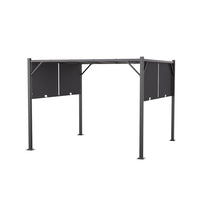 Dark Black Outdoor Retractable Steel Pergola with Canopy