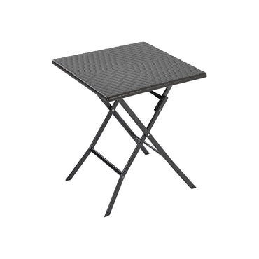 Square Rattan Folding Camping Table for Outdoor and Patio Use