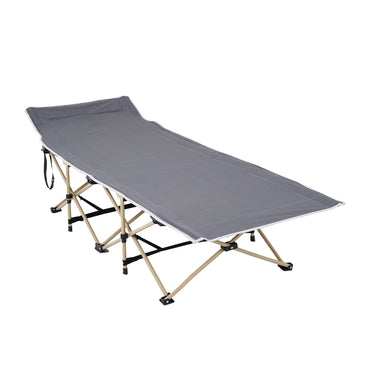 Portable Folding Camping Bed with Steel Frame and Cushion - Lightweight camping cot on white background