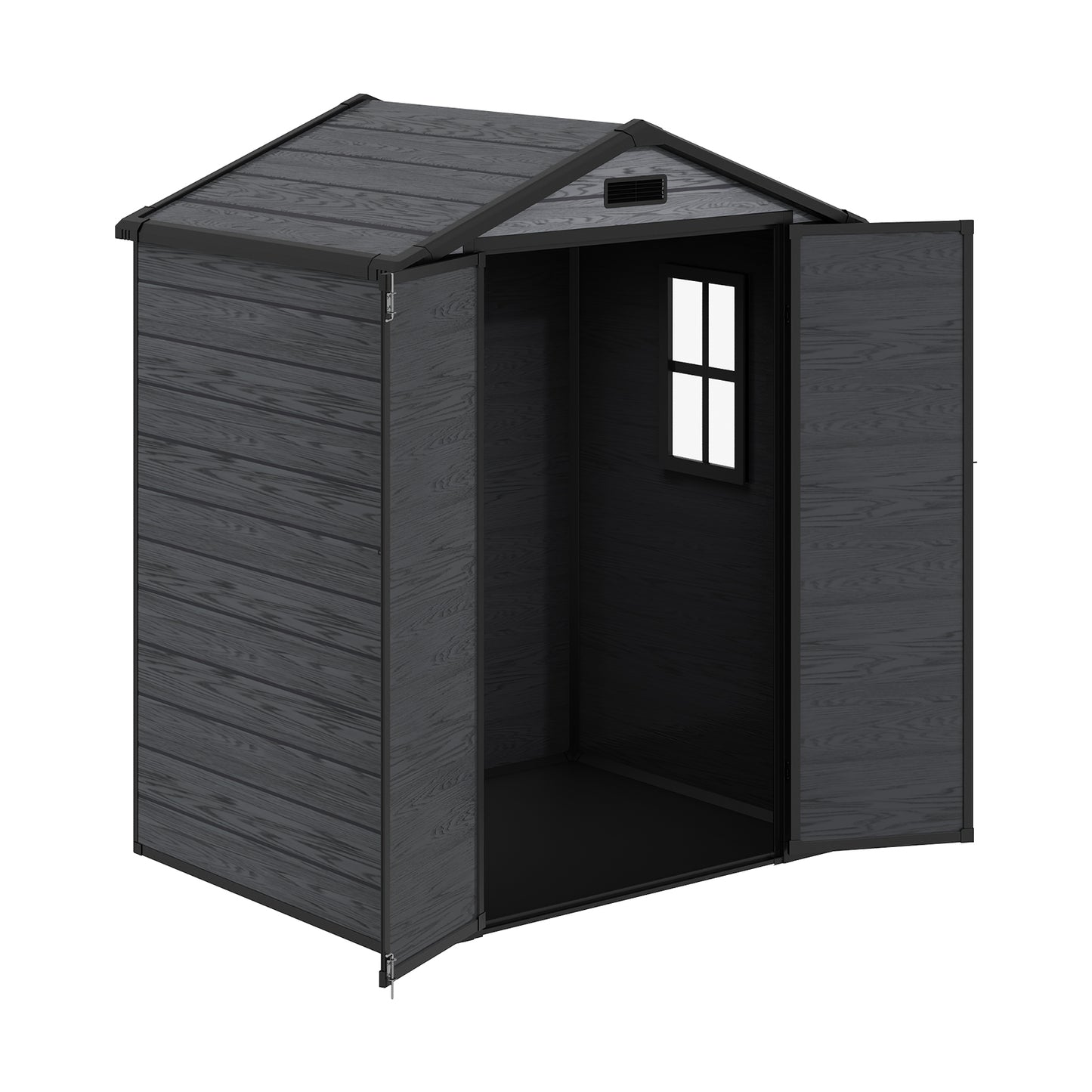 6x4ft Plastic Garden Shed Waterproof Outdoor Storage with Double Doors