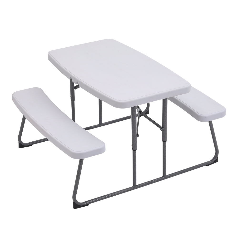 White Foldable Garden Picnic Table and Bench Set