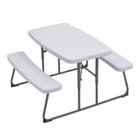 White Foldable Garden Picnic Table and Bench Set