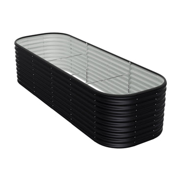Oval-shaped raised garden bed in anthracite – galvanized steel construction, perfect for outdoor planting
