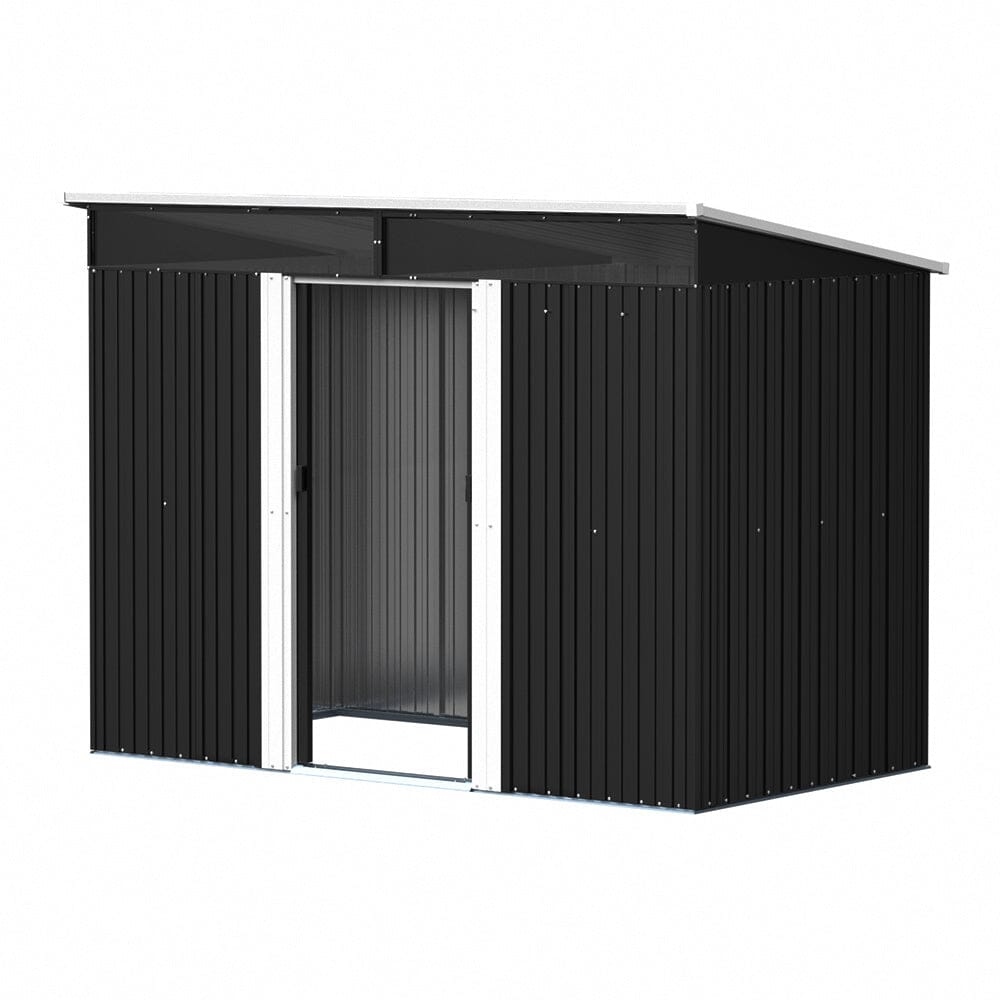 8.6 ft Garden Bike Sheds Metal Storage Shed with Lockable Sliding Doors Garden Sheds Living and Home 