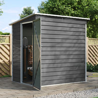4x6ft Pent Roof Metal Garden Storage Shed with Lockable Door
