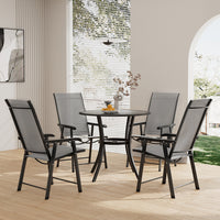 80cm Metal Slatted Round Garden Patio Table