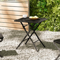 Square Rattan Folding Camping Table for Outdoor and Patio Use
