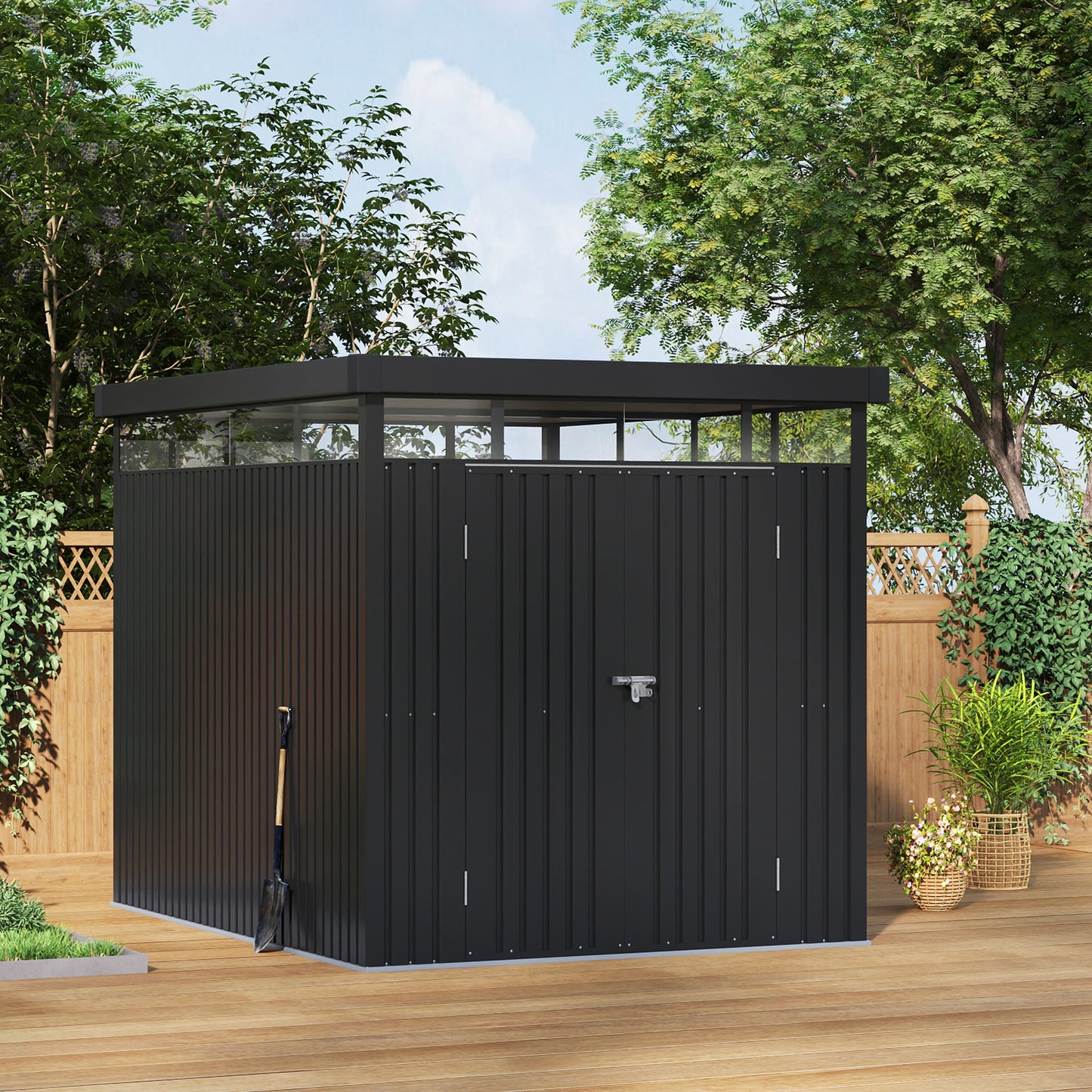 Weatherproof Metal Garden Storage Shed with Lockable Door and Window