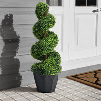 2 Pack Artificial Topiary Spiral Boxwood Tree Fake Plant
