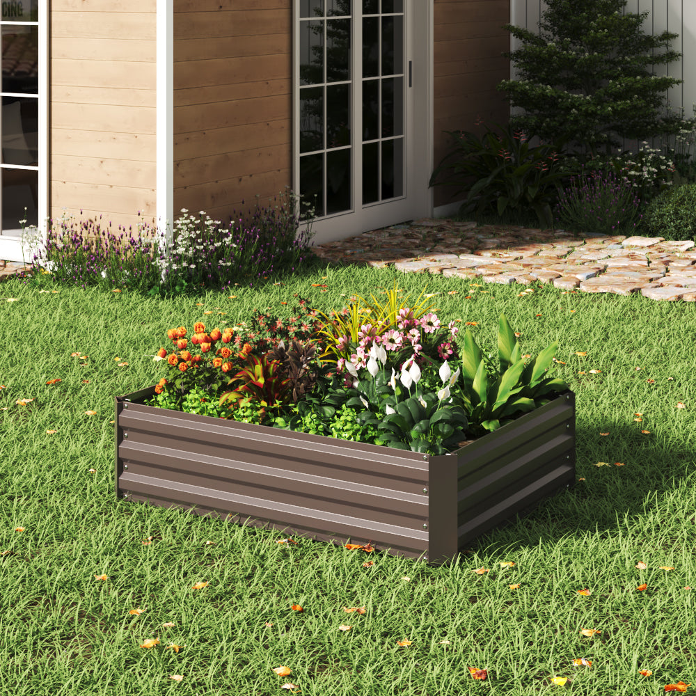 Galvanized steel square raised garden bed outdoor planter box – sturdy, weather-resistant design for vegetable and flower gardening