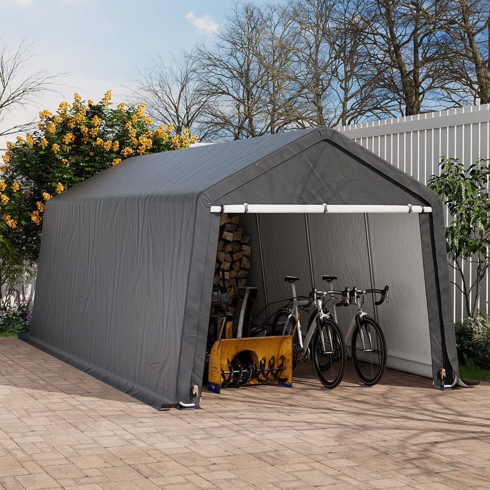 Galvanized Tube Storage Shed Garden Shed in Grey Living and Home 